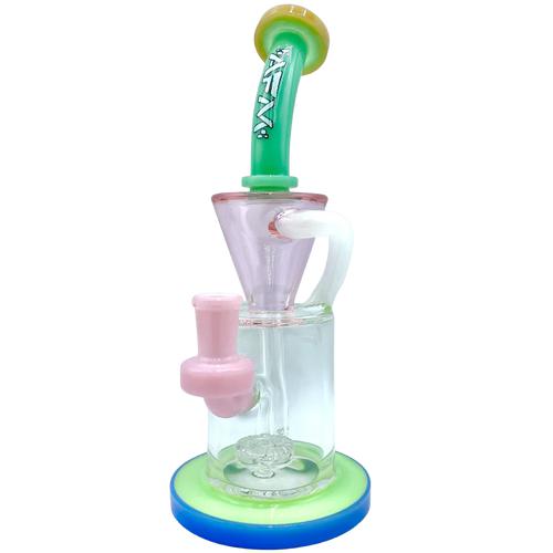 AFM Glass 10" Drain Incycler Dab Rig Green / Pink