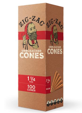 Zig Zag Unbleached Pre-Rolled Cones Mini Bulk 100 Pack - 1 1/4