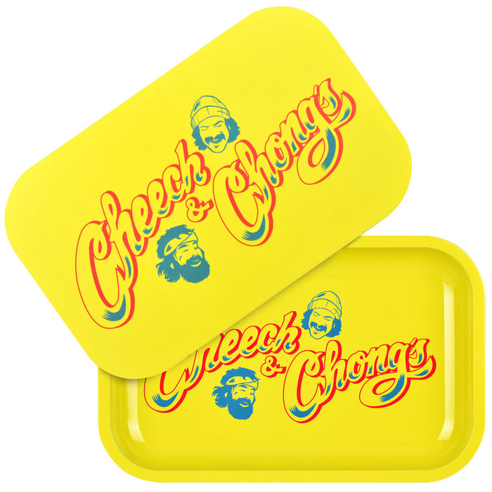 Cheech & Chong Metal Rolling Tray With Lid - Yellow Logo