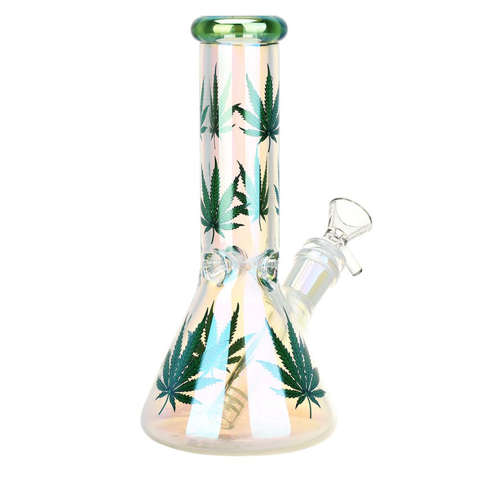 Hemp Leaf Beaker Glass Water Pipe