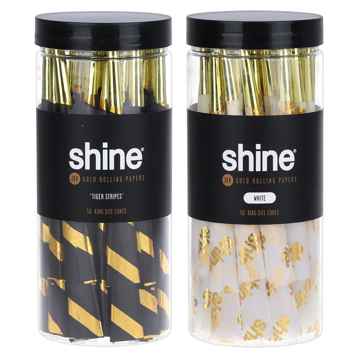 Shine 24K Gold Pre-Rolled Cones King Size 50 Count Bulk Jar