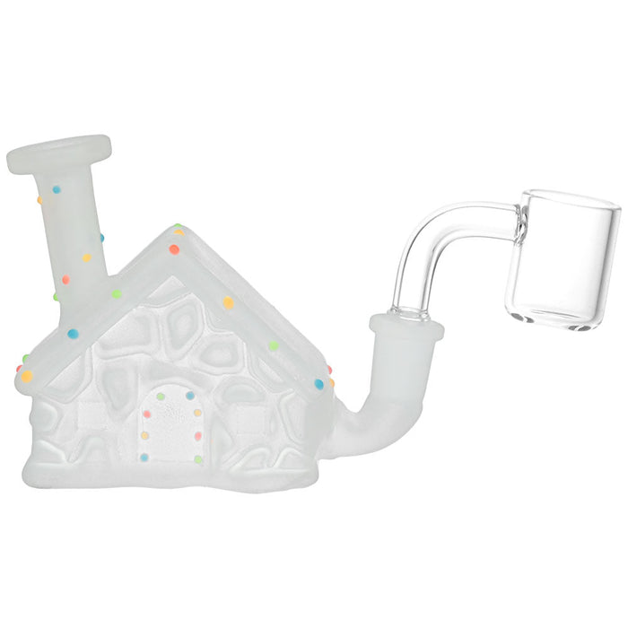 Kush Cargo Christmas House Glow in Dark Lights Glass Mini Dab Rig
