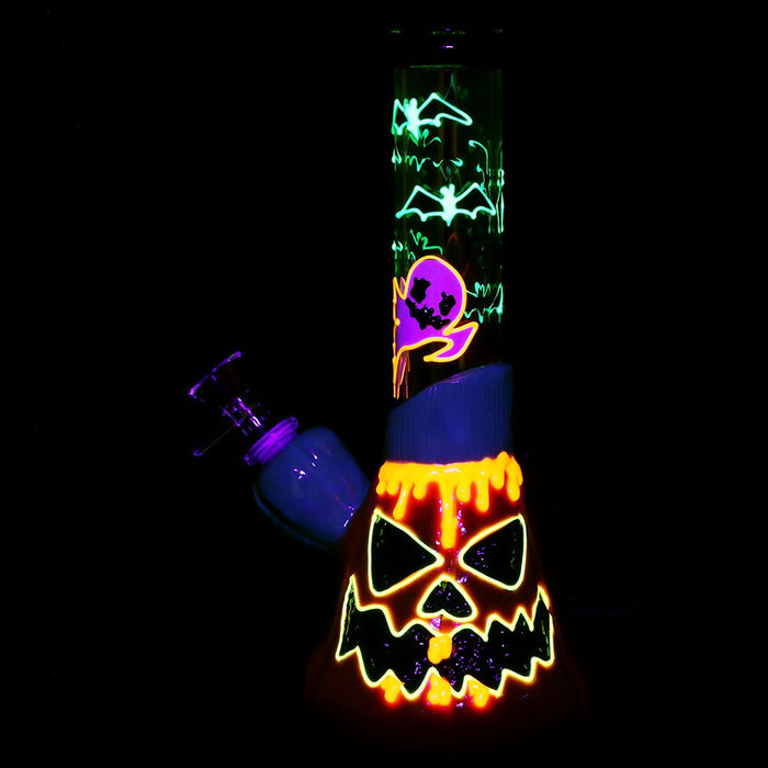Bats 'n' Ghouls Jack-O-Lantern Glow in Dark Glass Water Pipe