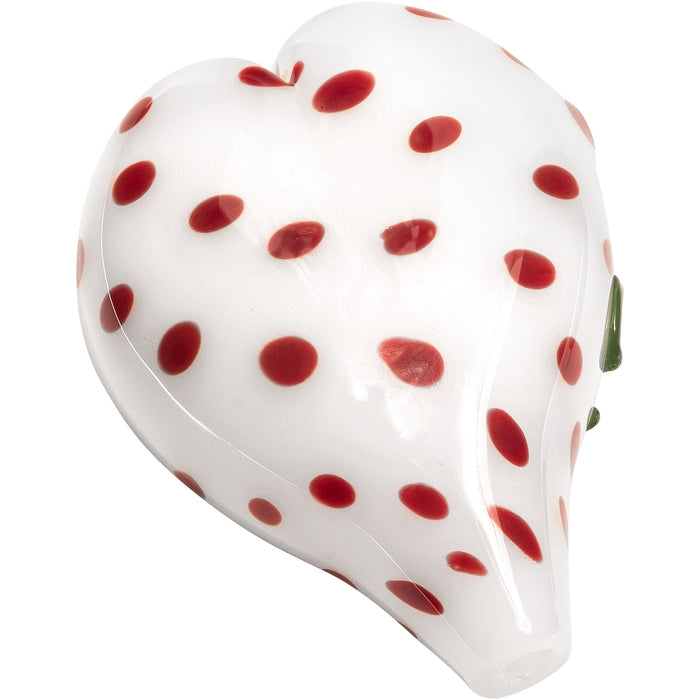 White Heart-Shaped Glass Hand Pipe with Red Polka Dots