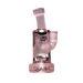 Clear glass water pipe with engraved design on a black background