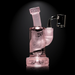 Glass smoking device with 'LOVE' engraving on a black background