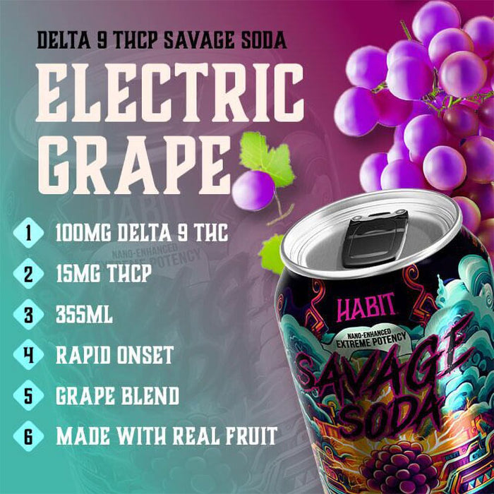 Habit D9 + THCP Savage Soda | 12oz | 100mg D9 + 15mg THCP | 6 Pack