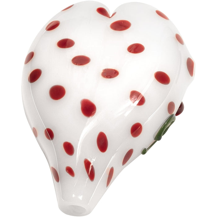 White Heart-Shaped Glass Hand Pipe with Red Polka Dots