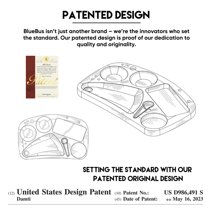 Bluebus Blaze Wooden Stash Rolling Tray