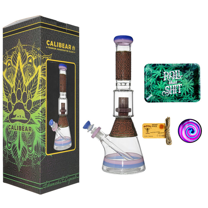 CALIBEAR ETCHED GEOMETRIC BEAKER WATER PIPE
