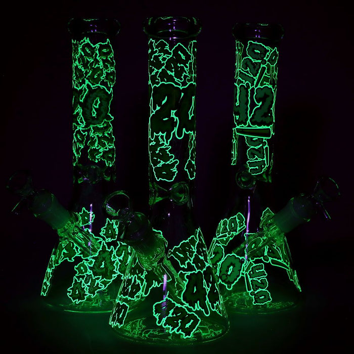 420 Clouds Glow In The Dark Beaker Bong