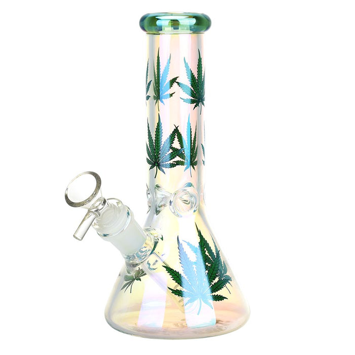 Hemp Leaf Beaker Glass Water Pipe