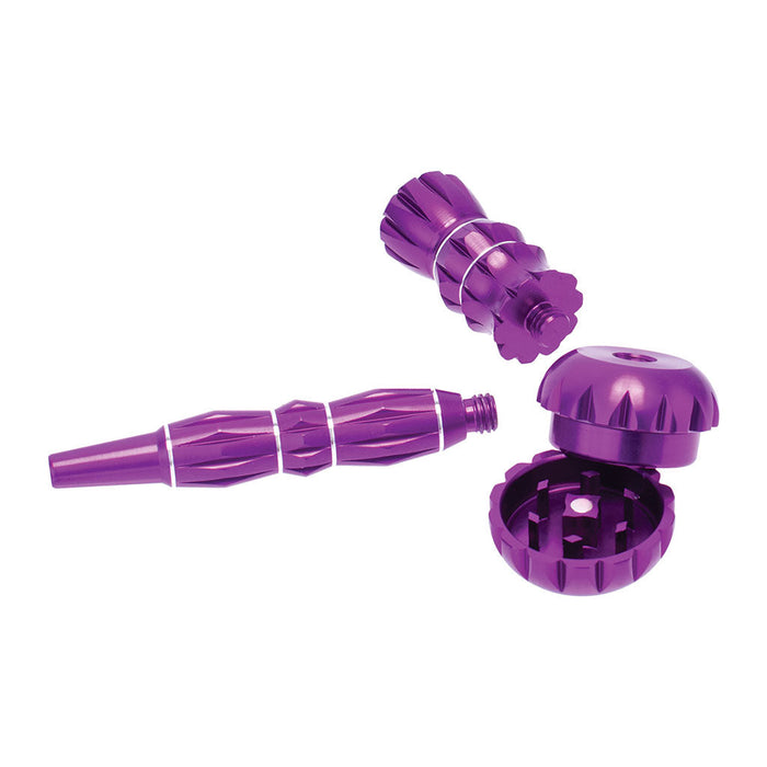 ALUMINUM RIBBED SMOKING PIPE WITH GRINDER