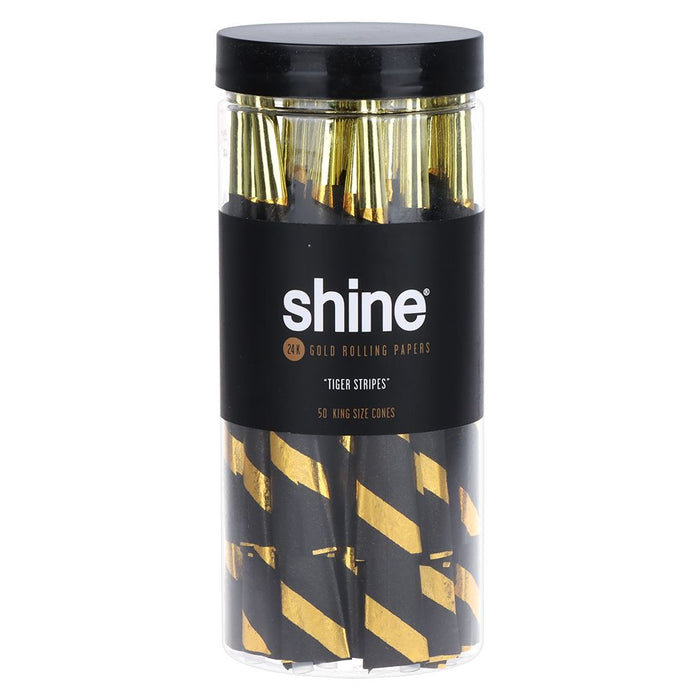 Shine 24K Gold Pre-Rolled Cones King Size 50 Count Bulk Jar