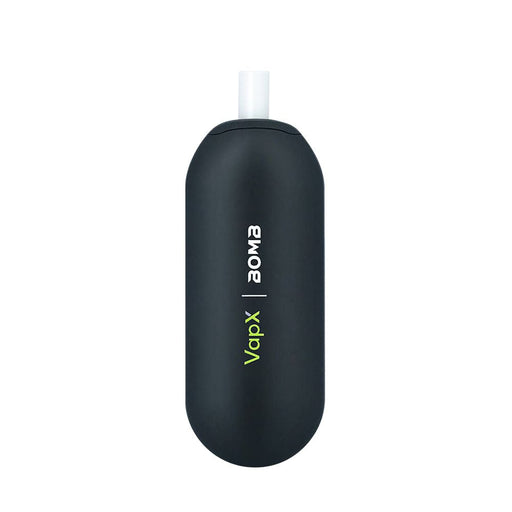 Black vape device with 'Boveda' branding on a white background