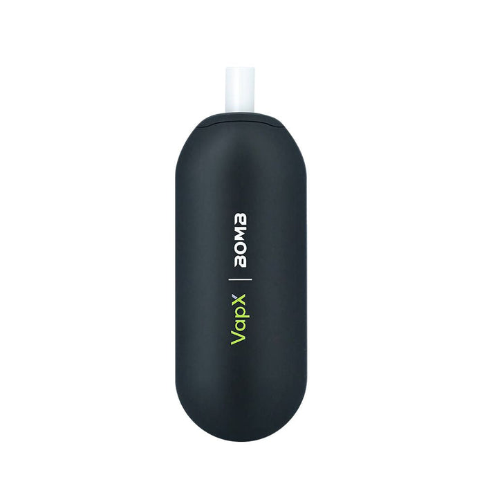 Black vape device with 'Boveda' branding on a white background