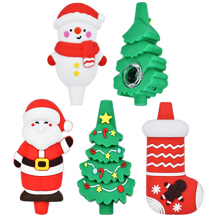 4 Piece Bundle Christmas Collection Silicone Pipes