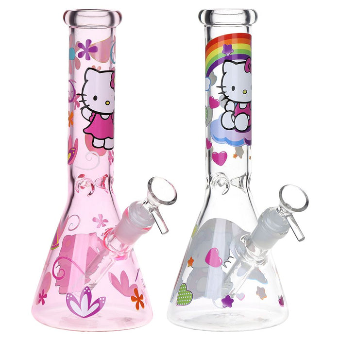 Greetings Feline Glass Beaker Bong