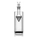 A clear glass decanter with a matching glass stopper, featuring a black triangular logo on the front that reads GRAVITRON, set against a plain white background with a subtle reflection below.