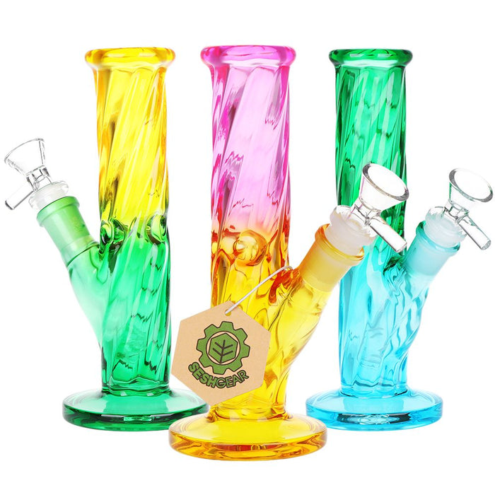 SeshGear Twist Ombre Straight Tube Glass Water Pipe