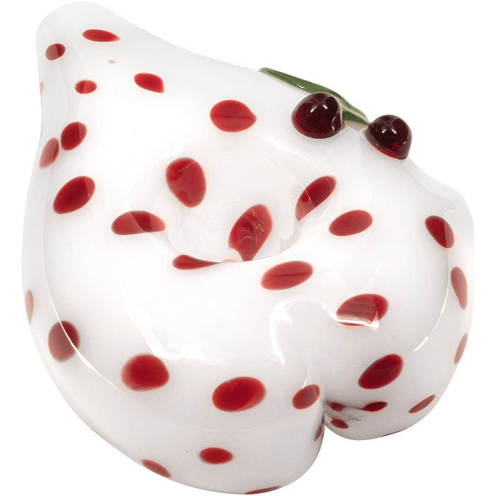 White Heart-Shaped Glass Hand Pipe with Red Polka Dots