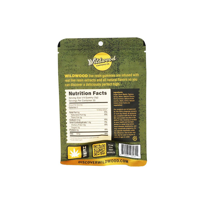 Wildwood Dispensary Grade Live Resin THC Gummies | 100mg | 5pc | 10pk Display