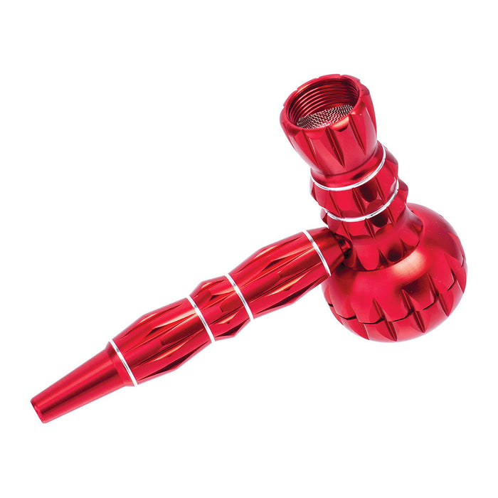 ALUMINUM RIBBED SMOKING PIPE WITH GRINDER