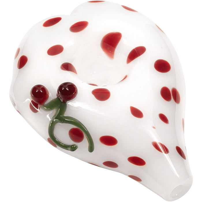 White Heart-Shaped Glass Hand Pipe with Red Polka Dots