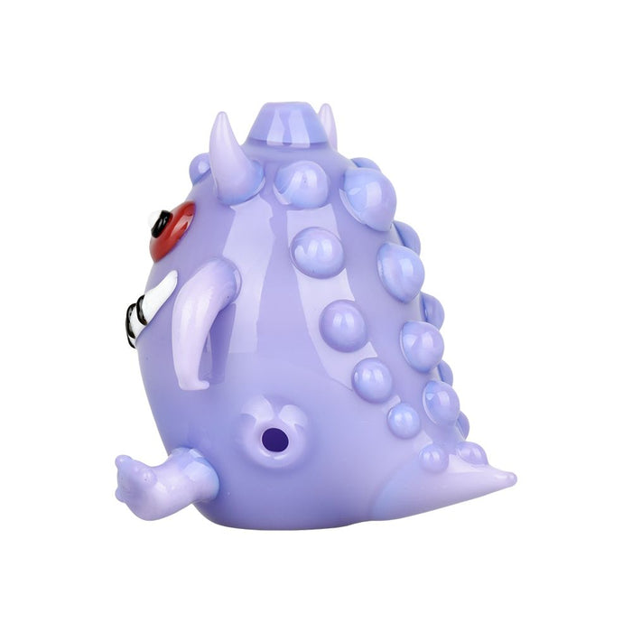 Alien Smiling Monster Glass Hand Pipe side purple