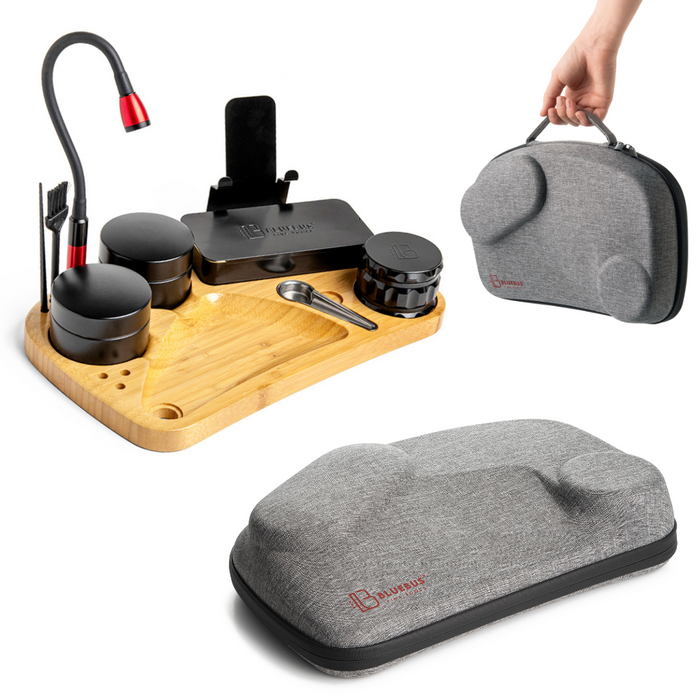 Bluebus Blaze Wooden Stash Rolling Tray