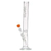 Glass smoking device with an orange ball on a white background