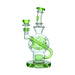 Green glass water pipe with a white background