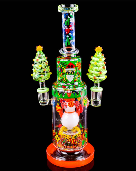 Cheech Glass Christmas 3 Bowl Water Pipe