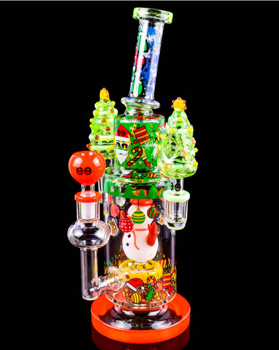Cheech Glass Christmas 3 Bowl Water Pipe