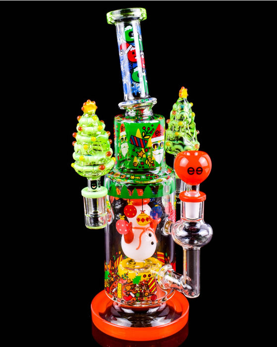 Cheech Glass Christmas 3 Bowl Water Pipe