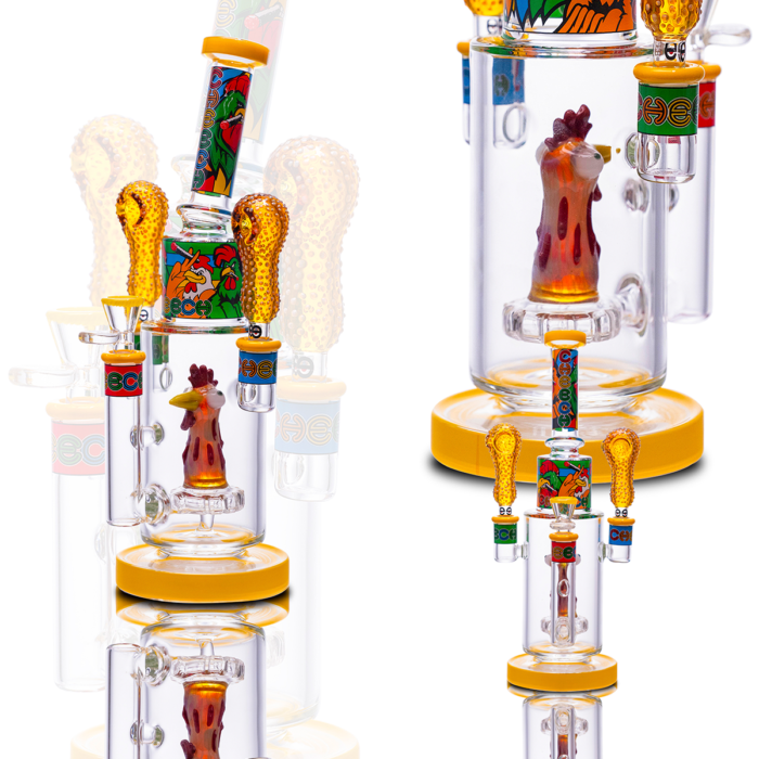 Cheech Glass Fried Chicken Water Pipe With Two Hand Pipes