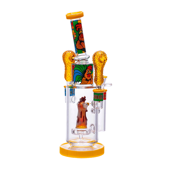 Cheech Glass Fried Chicken Water Pipe With Two Hand Pipes