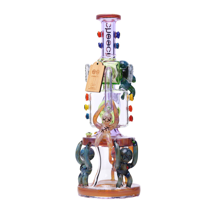 Cheech Glass 12" Heady Water Pipe Alien Lifting The King purple color