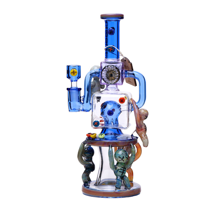 Cheech Glass 12" Heady Water Pipe Alien Lifting The King blue color