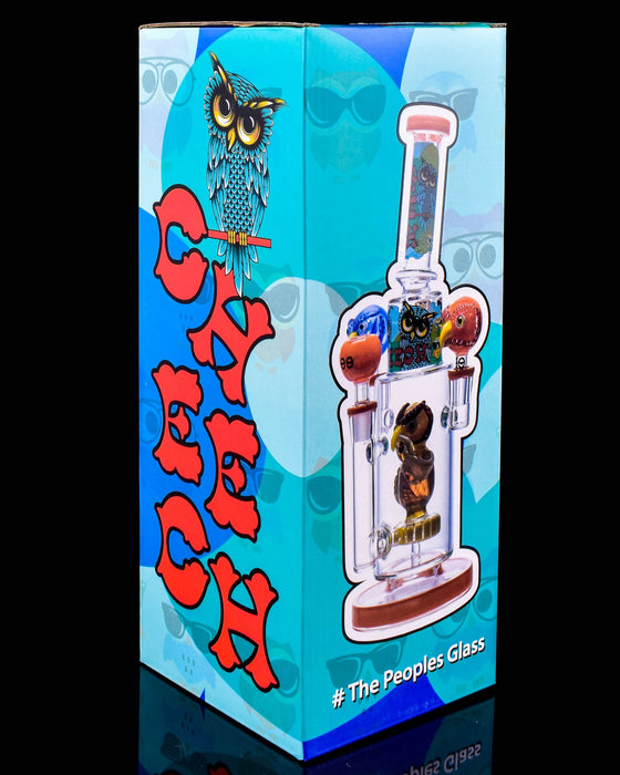 Cheech Glass Owl Water Pipe With Two Hand Pipes