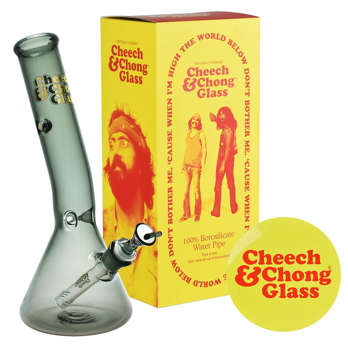 Cheech & Chong Glass Basketball Jones Chillax Beaker Bong Gray