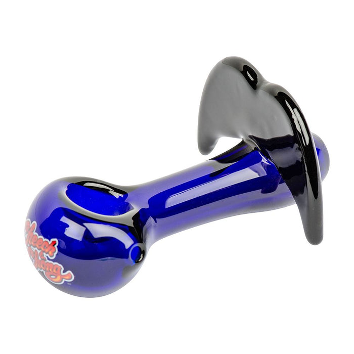 Cheech & Chong Glass Moustache Ride Spoon Pipe Blue