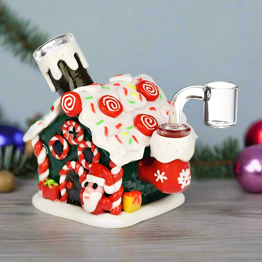 Christmas Gingerbread House Glass Dab Rig holiday pipe