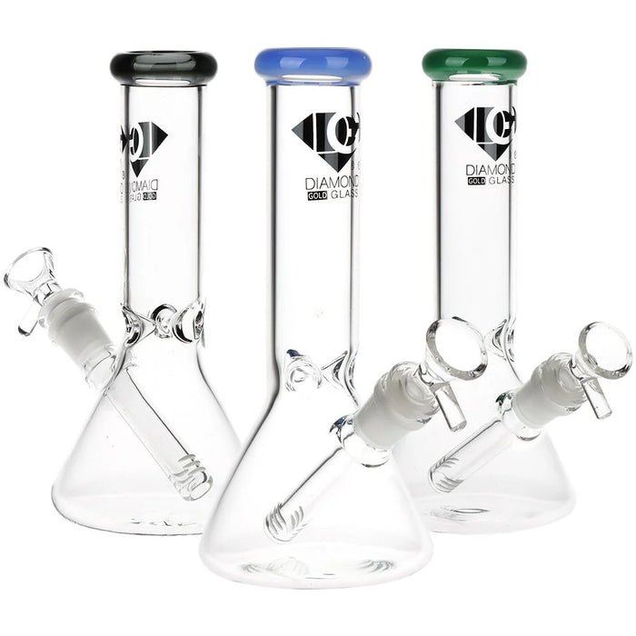 Diamond Glass Sugar Beaker Bong 8"