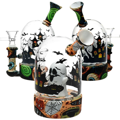 Haunted House Halloween Silicone & Glass Globe Pipe Assorted halloween designs