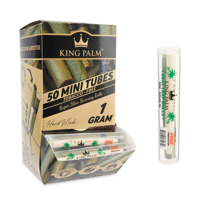King Palm Single Leaf Tubes 50 Count Dispenser – Mini Size
