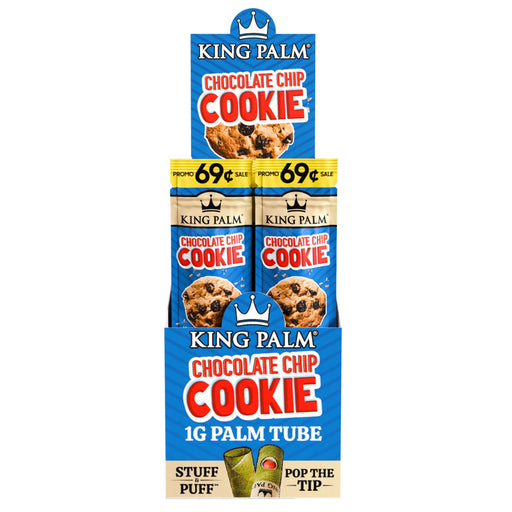 Display of King Palm Chocolate Chip Cookie packaging on a white background