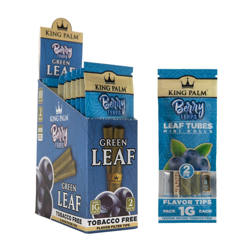 King Palm Berry Terp Green Leaf and Leaf Tubes packaging on a white background