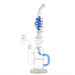 Glass water pipe with blue accents on a white background
