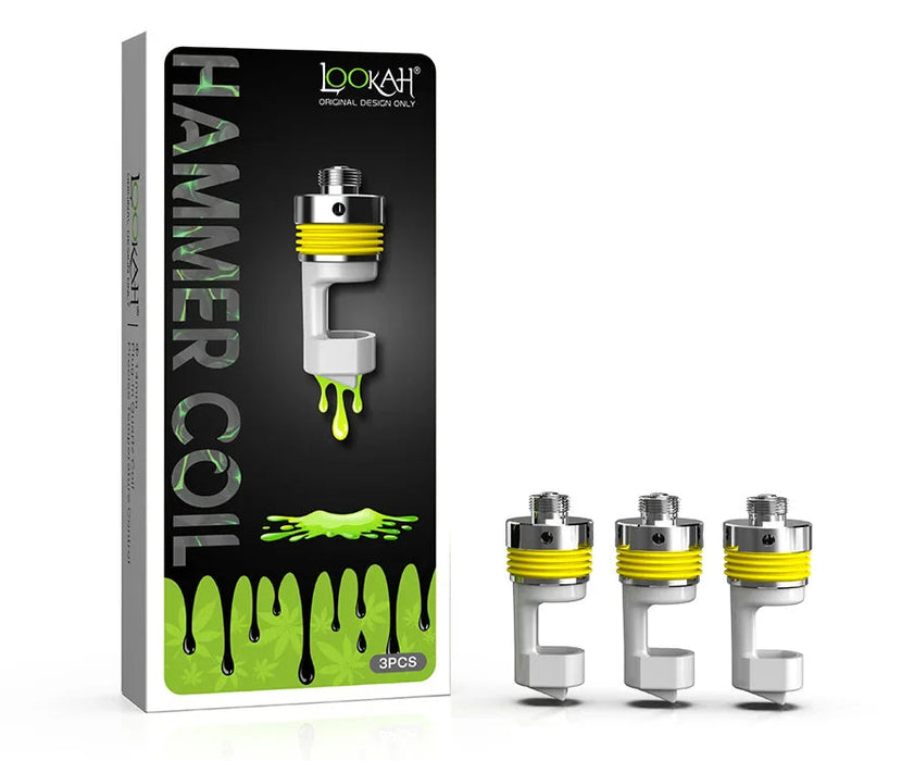 Packaging of Lookah Hammer Coils with three coils on a white background
